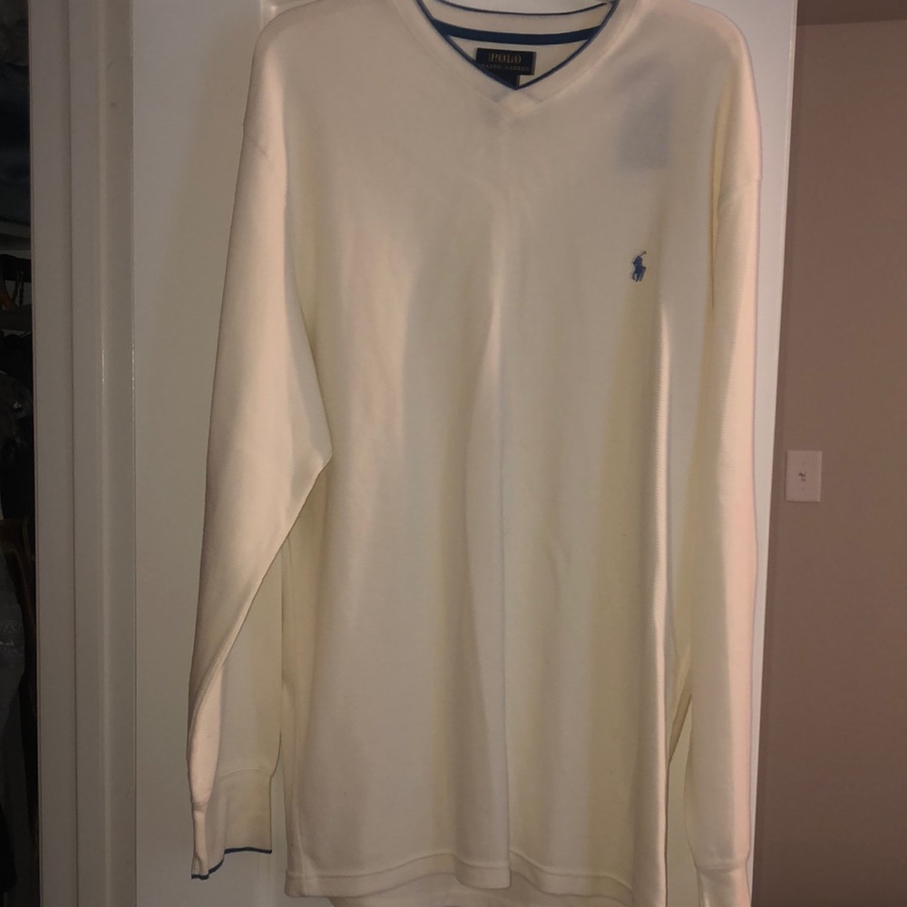 Brand New with tags mens Polo Ralph Lauren cream long sleeve v neck sweater XXL